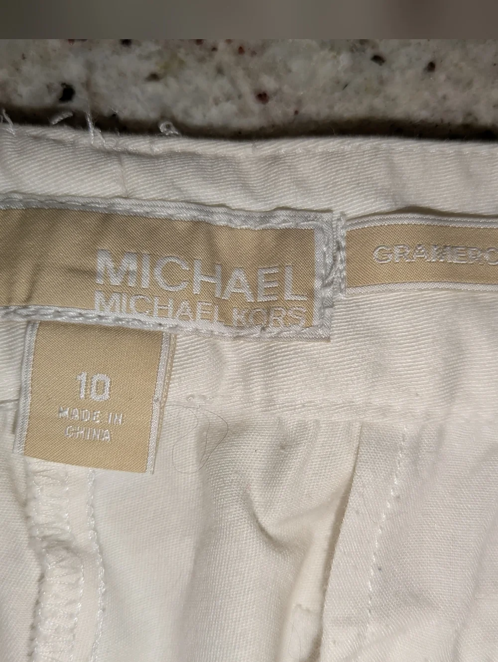 Michael Kors Gramercy Fit White Stretch Pants Size 10 Straight Leg Ankle